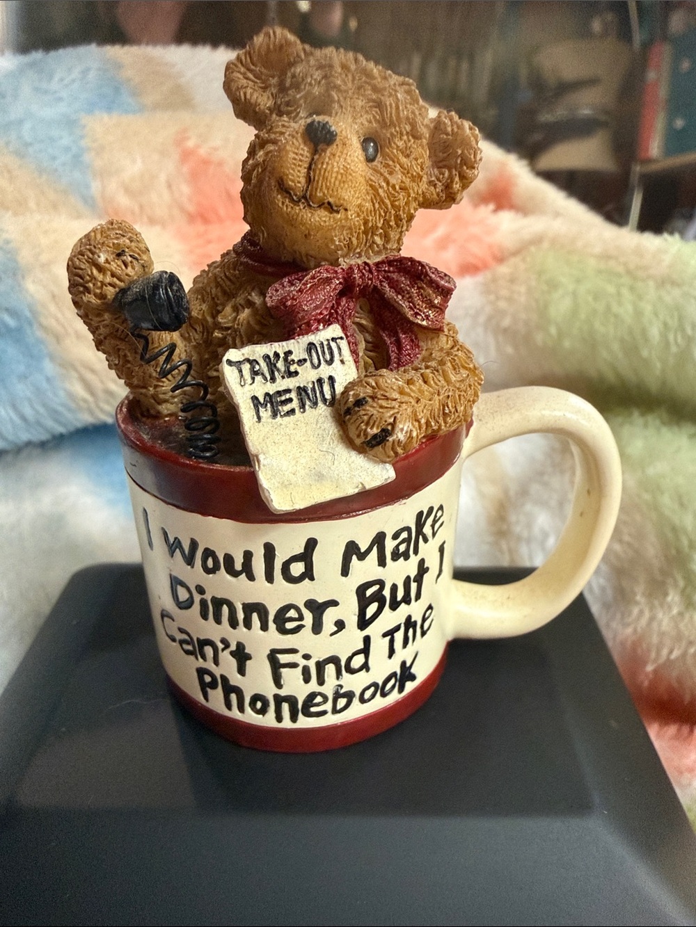 BOYDS BEARS Accent Ceramic Mug - Red and Brown Decorative Kitchen Figurine